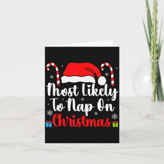 Most Likely To Nap On Christmas Family Funny Match Karte (Vorderseite)