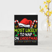 Most Likely To Nap On Christmas Family Funny Match Karte (Gelbe Blume)