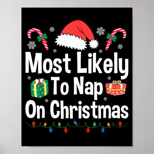 Most Likely To Nap On Christmas Family Funny Match Poster (Vorne)