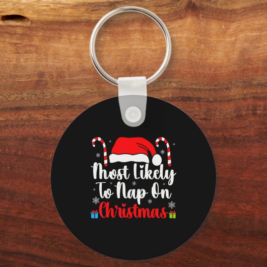 Most Likely To Nap On Christmas Family Funny Match Schlüsselanhänger (Vorderseite)