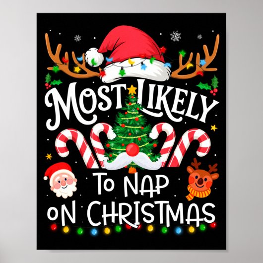 Most Likely To Nap On Christmas Family Matching Ch Poster (Vorne)