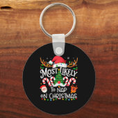 Most Likely To Nap On Christmas Family Matching Ch Schlüsselanhänger (Vorderseite)