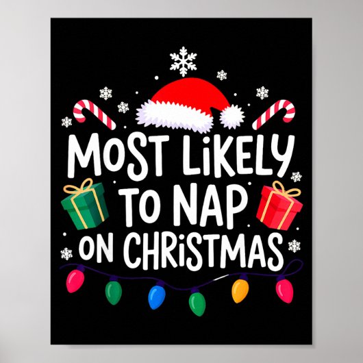 Most Likely To Nap On Christmas Family Poster (Vorne)
