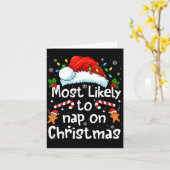 Most Likely To Nap On Christmas Funny Family Match Karte (Gelbe Blume)