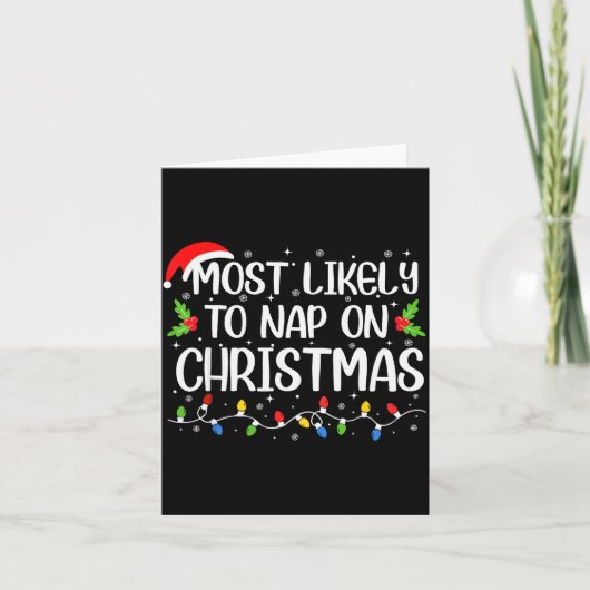 Most Likely To Nap On Christmas Funny Family Match Karte (Vorderseite)