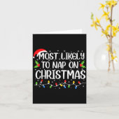 Most Likely To Nap On Christmas Funny Family Match Karte (Gelbe Blume)