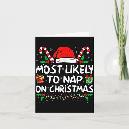 Most Likely To Nap On Christmas Funny Matching Fam Karte (Vorderseite)
