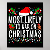 Most Likely To Nap On Christmas Funny Matching Fam Poster (Vorne)