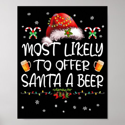 Most Likely To Offer Santa A Beer Christmas Drinki Poster (Vorne)