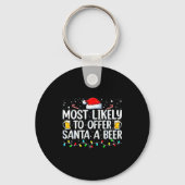 Most Likely To Offer Santa A Beer Funny Drinking C Schlüsselanhänger (Vorderseite)