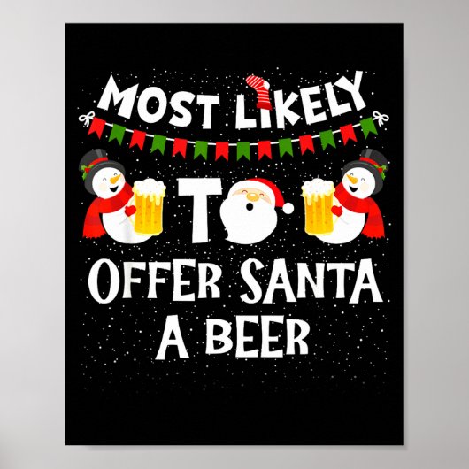 Most Likely To Offer Santa A Beer Snowman Christma Poster (Vorne)