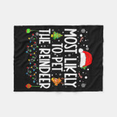 Most Likely To Pet The Reindeer Christmas Fleecedecke (Vorderseite (Horizontal))