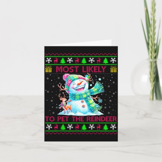 Most Likely To Pet The Reindeer Family Matching Ch Karte (Vorderseite)