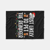 Most Likely To Pet The Reindeer Funny Christmas Fleecedecke (Vorderseite (Horizontal))