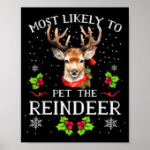 Most Likely To Pet The Reindeer Funny Christmas Pa Poster (Vorne)