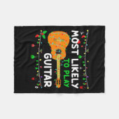 Most Likely To Play Guitar Christmas Funny Family Fleecedecke (Vorderseite (Horizontal))