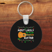 Most Likely To Play Guitar Christmas Funny Family  Schlüsselanhänger (Vorderseite)