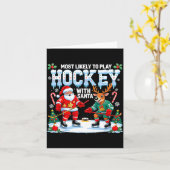 Most Likely To Play Hockey With Santa Christmas  Karte (Gelbe Blume)