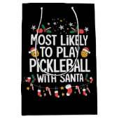Most Likely To Play Pickleball With Santa Family  Mittlere Geschenktüte (Vorderseite)