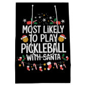 Most Likely To Play Pickleball With Santa Family  Mittlere Geschenktüte (Rückseite)