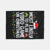 Most Likely To Play Video Game On Christmas Santa Fleecedecke (Vorderseite (Horizontal))