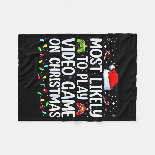 Most Likely To Play Video Game On Christmas Santa  Fleecedecke (Vorderseite (Horizontal))