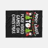 Most Likely To Play Video Games Funny Christmas Ga Fleecedecke (Vorderseite (Horizontal))