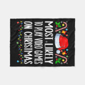 Most Likely To Play Video Games On Christmas Funny Fleecedecke (Vorderseite (Horizontal))