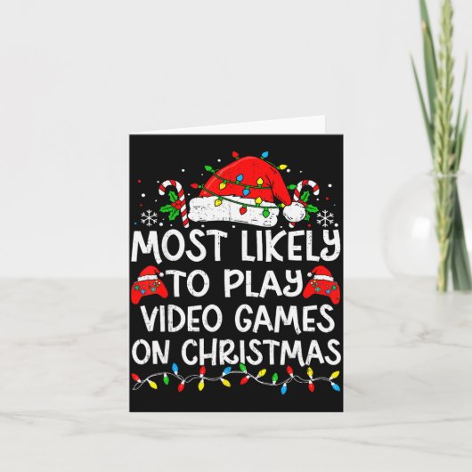 Most Likely To Play Video Games On Christmas Match Karte (Vorderseite)