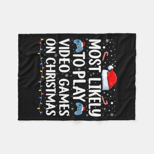 Most Likely To Play Video Games On Christmas Video Fleecedecke (Vorderseite (Horizontal))