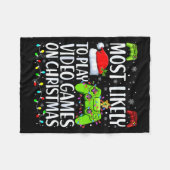 Most Likely To Play Video Games On Christmas Xmas Fleecedecke (Vorderseite (Horizontal))