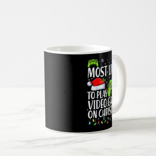 Most Likely To Play Video Games On Christmas Xmas Kaffeetasse (VorderseiteRechts)