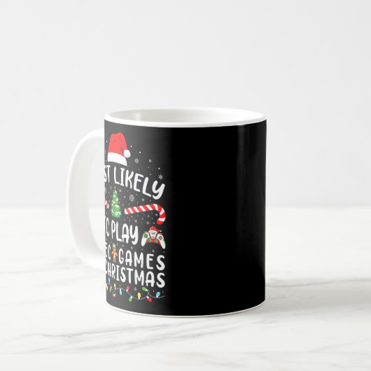 Most Likely To Play Video Games Xmas Family Matchi Kaffeetasse (Vorderseite Links)