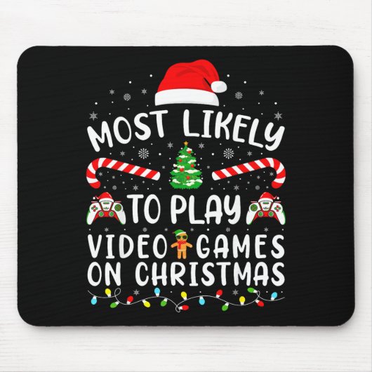 Most Likely To Play Video Games Xmas Family Matchi Mousepad (Vorne)