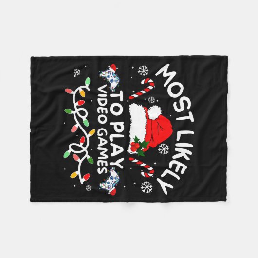 Most Likely To Play Video Games Xmas Gamer Family  Fleecedecke (Vorderseite (Horizontal))