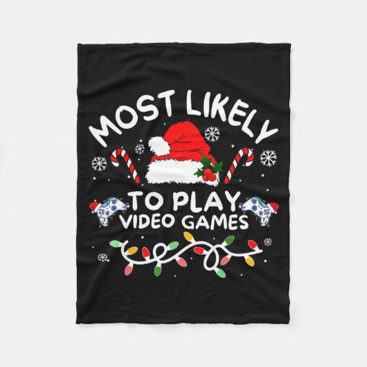 Most Likely To Play Video Games Xmas Gamer Family Fleecedecke (Vorderseite)
