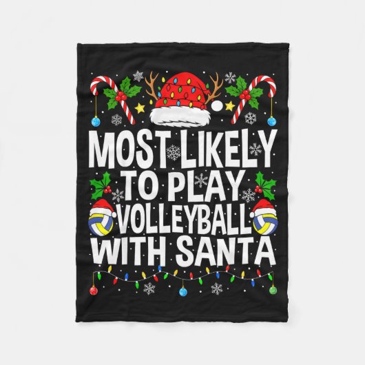 Most Likely To Play Volleyball With Christmas Voll Fleecedecke (Vorderseite)