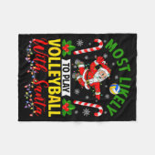 Most Likely To Play Volleyball With Santa Christma Fleecedecke (Vorderseite (Horizontal))