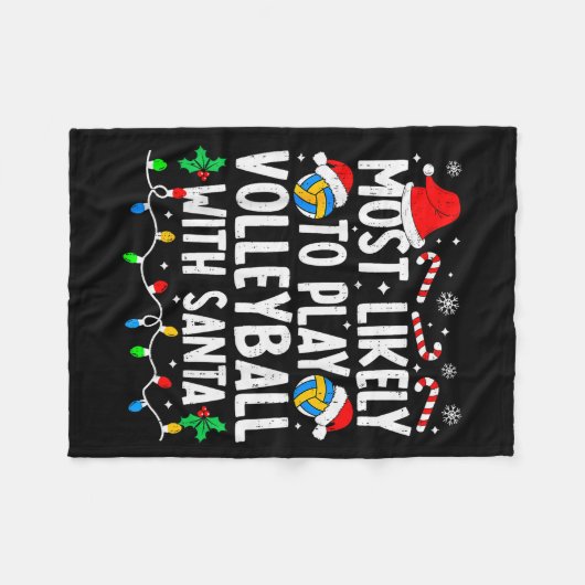 Most Likely To Play Volleyball With Santa Matching Fleecedecke (Vorderseite (Horizontal))