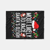 Most Likely To Race Santa's Sleigh Family Xmas Paj Fleecedecke (Vorderseite (Horizontal))