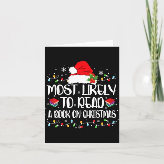 Most Likely To Read A Book On Christmas Family Mat Karte (Vorderseite)