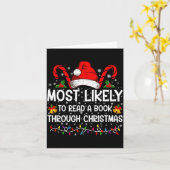 Most Likely To Read A Book Through Christmas Karte (Gelbe Blume)