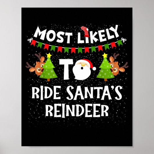 Most Likely To Ride Santas Reindeer Family Funny C Poster (Vorne)