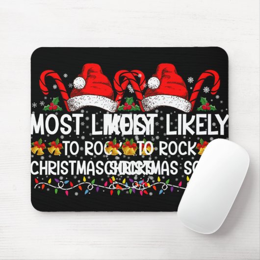 Most Likely To Rock Christmas Socks Funny Xmas T S Mousepad (Mit Mouse)