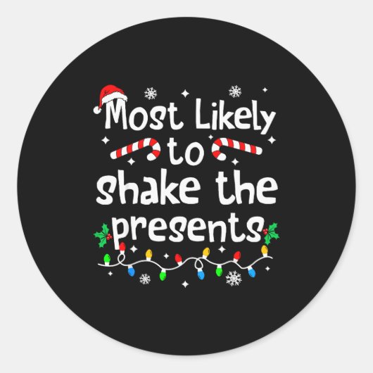 Most Likely To Shake The Christmas Matching Family Runder Aufkleber (Vorderseite)