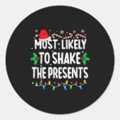 Most Likely To Shake The Family Matching Christmas Runder Aufkleber (Vorderseite)