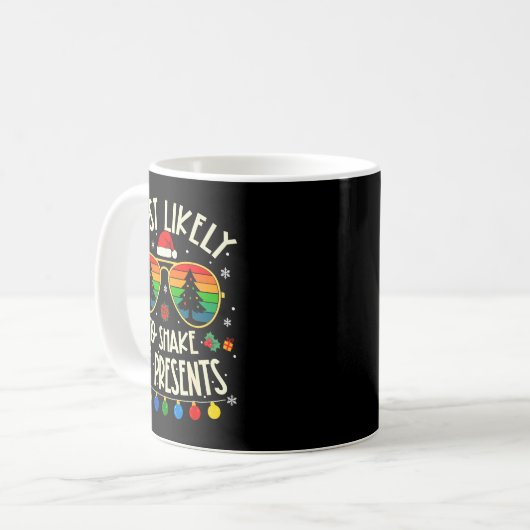 Most Likely To Shake The Funny Matching Xmas Kaffeetasse (Vorderseite Links)