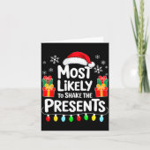 Most Likely To Shake The Shirt Family Christmas Karte (Vorderseite)