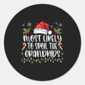 Most Likely To Sil The Grandkids Christmas Grandma Runder Aufkleber (Vorderseite)