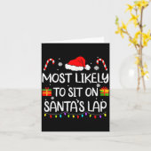 Most Likely To Sit On Santa's Lap Christmas Family Karte (Gelbe Blume)